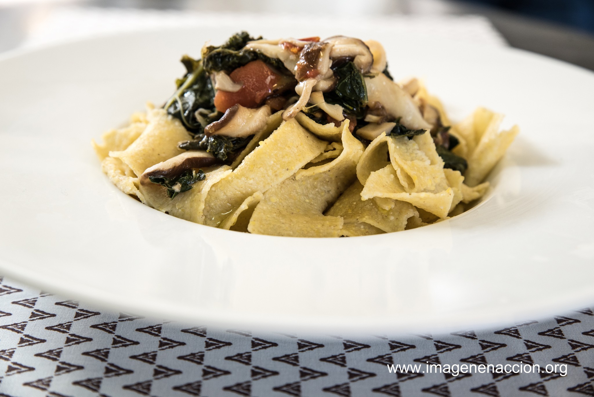 Receta Pappardelle con shitake y kale