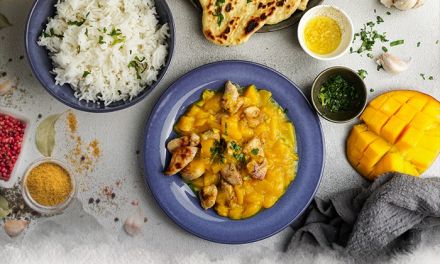 Arroz basmati con pollo y chutney de mango