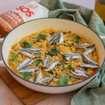 Arroz con boquerones y espinacas