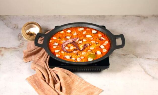 Arroz con pulpo y gambas